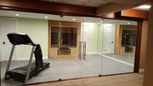 mirrors in basement gym