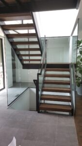glass panels around staircase