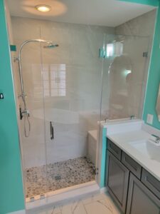 glass shower in real bathroom