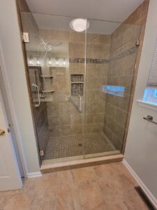 newly installed glass shower doors
