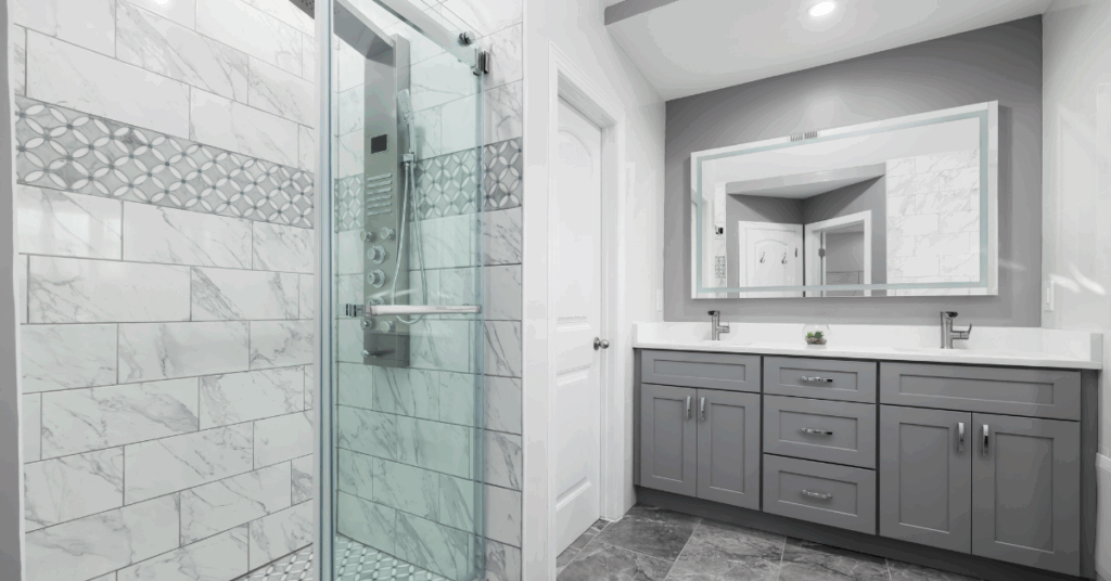 Glass shower that may be in need of emergency glass repair