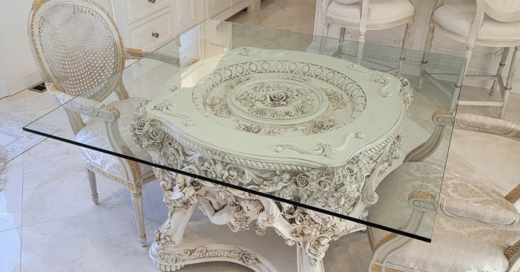 A glass countertop expertly cut and installed by The Glass Guys.