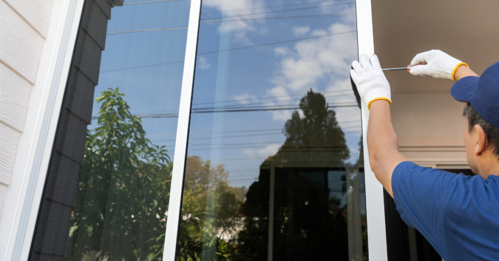 A sliding glass door repair expertly done by The Glass Guys.